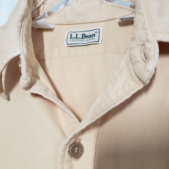LL Bean Outdoor Shirt Camping 100% Cotton Yellow Button Front Mens 16 - Picture 3 of 7